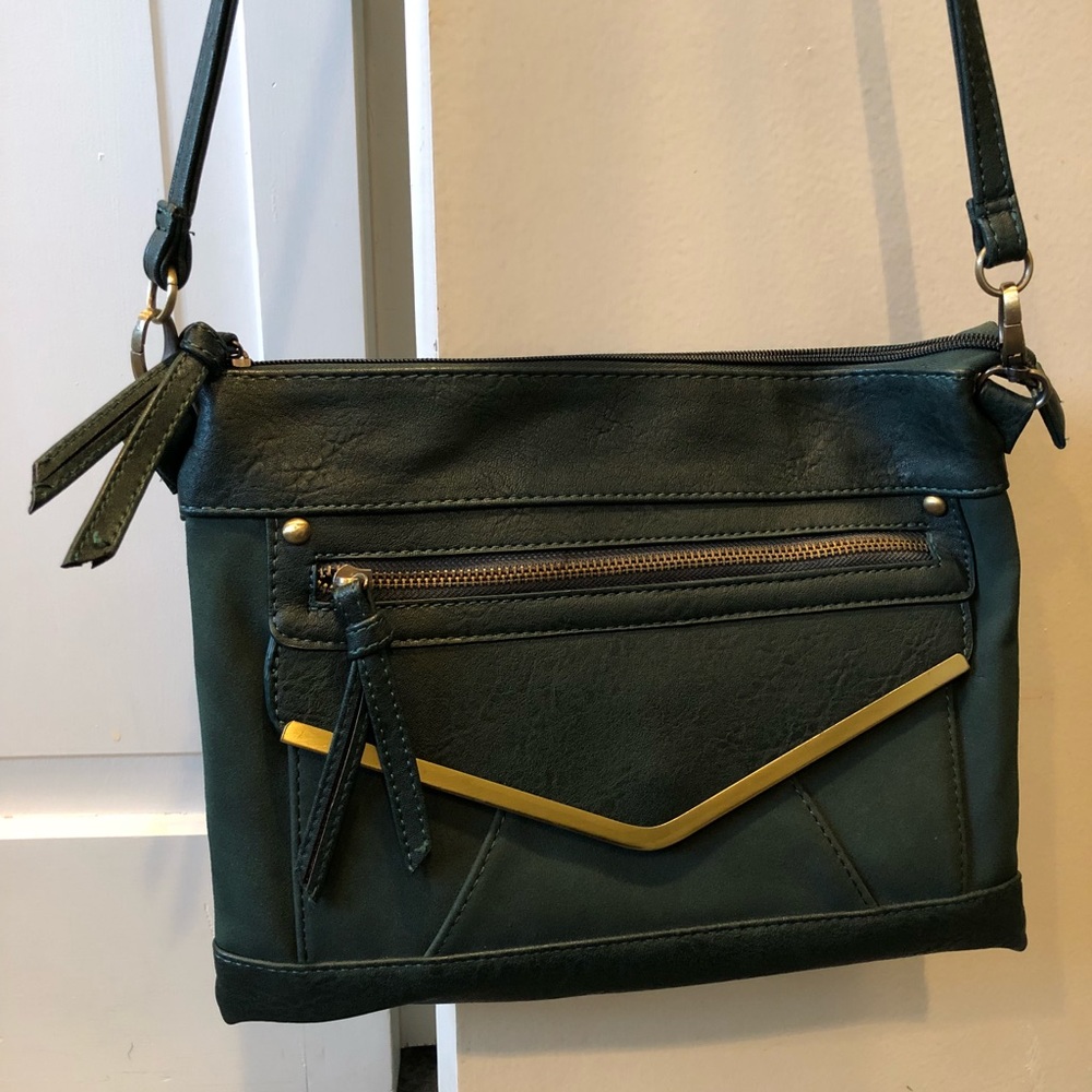 New Dark Green/Gold Bag with Removable Strap